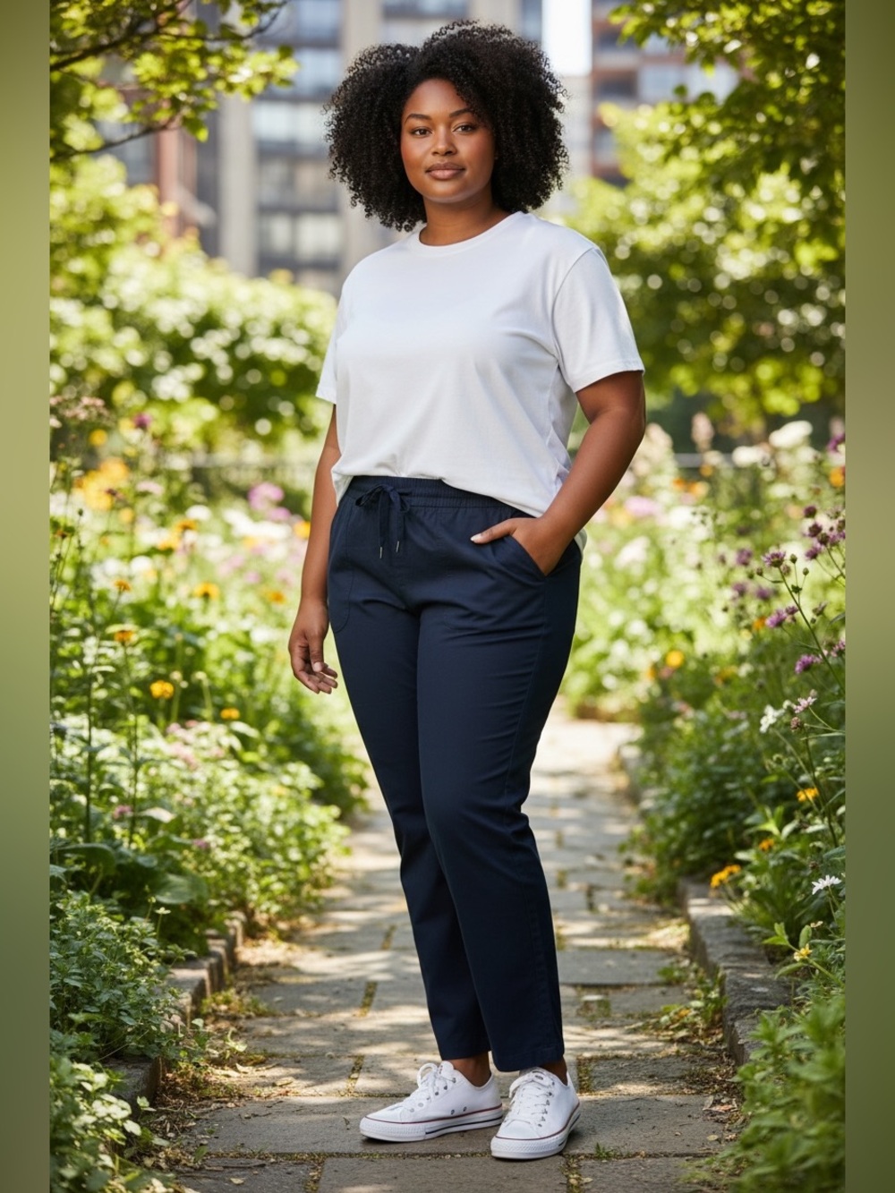GAP Easy PANT Dark Navy Drawstring Ankle Pants L